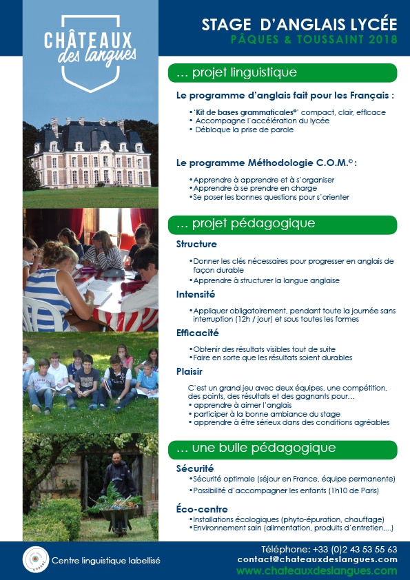 Châteaux des langues - brochure stage lycée